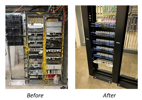 Before and After photo of technology infrastructure