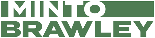 Minto Brawley logo, green and white words